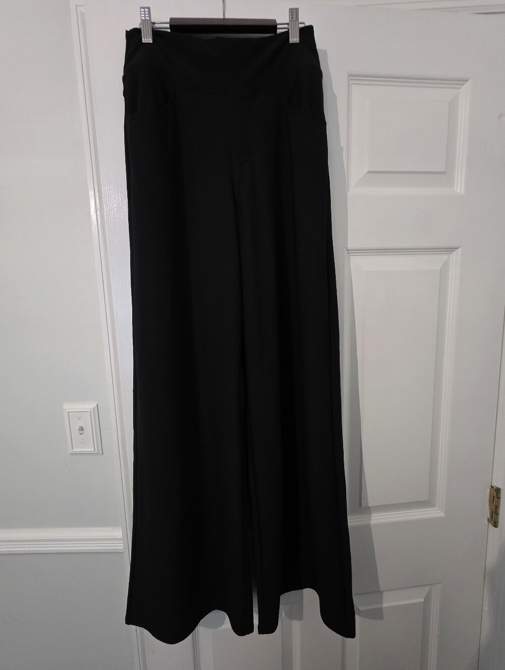 Halara Black Womens Wide Leg Pants With Pockets Sz S Tall